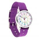 Watch - Past/To Rainbow Face with 12-24 Hour Format - Purple Strap